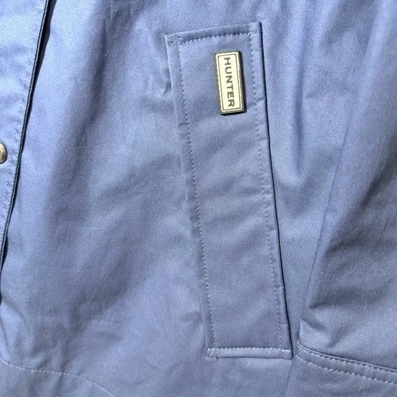 Hunter Cotton Smock Jacket Navy Water Resistant Hooded Women’s XS Mid-Length - Picture 3 of 10
